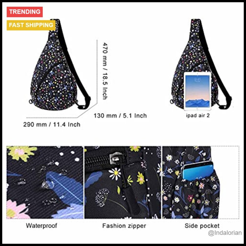 Lightweight Waterproof Crossbody Sling Bag Travel Hiking Everyday Use - Picture 3 of 7